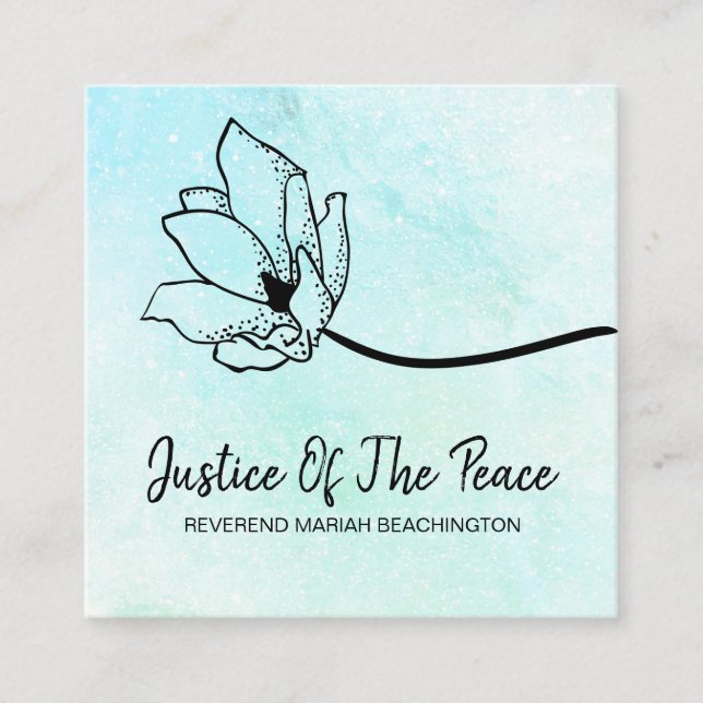 ~ JUSTICE OF THE PEACE Aqua Mint  Moon Crater Square Business Card (Front)