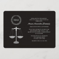 Justice Scale & Wreath Law School Graduation Inv