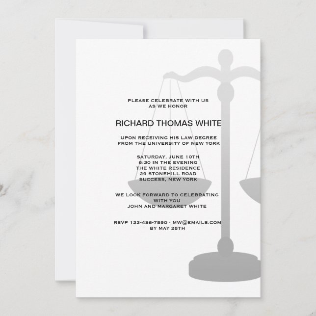 Justice Scale You Pick Background Colour Invitatio Invitation (Front)