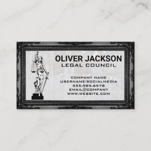 Justice Scales   Antique Frame   Marble Stone Business Card
