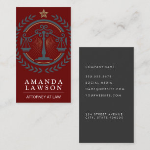 Justice Scales   Attorney Law Logo Business Card