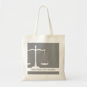 Justice Scales Custom Text Law Themed Tote Bag