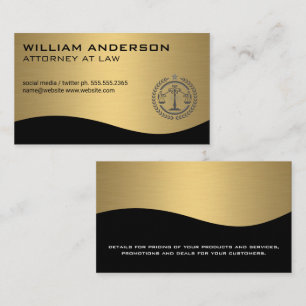 Justice Scales Gold Metal Business Card