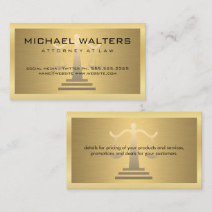 Justice Scales / Gold Metallic / Gold Border  Business Card
