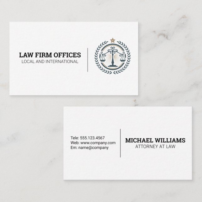 Justice Scales Law Logo Business Card (Front/Back)