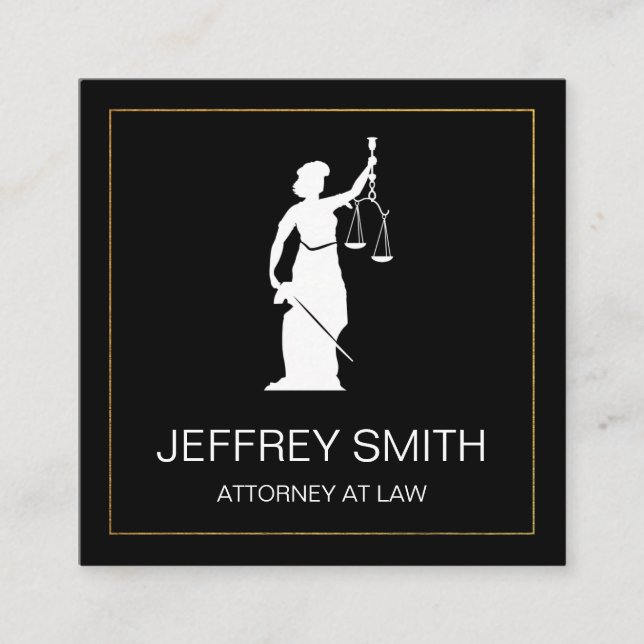 Justice Scales | Lawyer | Law Square Business Card (Front)