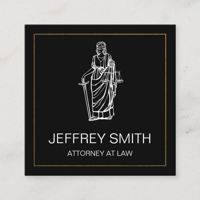 Justice Scales | Lawyer | Law Square Business Card (Front)