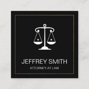 Justice Scales Lawyer Law Square Business Card