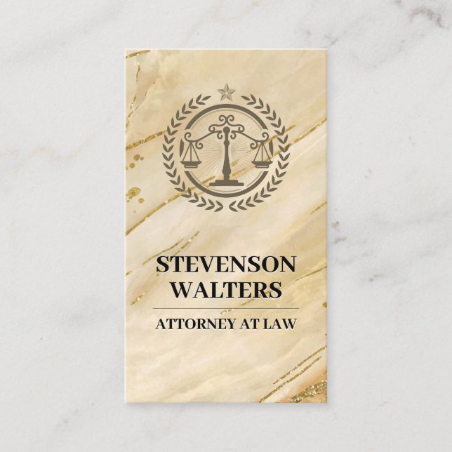 Justice Scales | Marble Gold Appointment Card (Front)