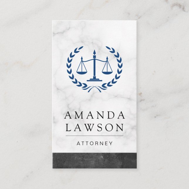 Justice Scales Marble Law Slate Trim Appointment Card (Front)