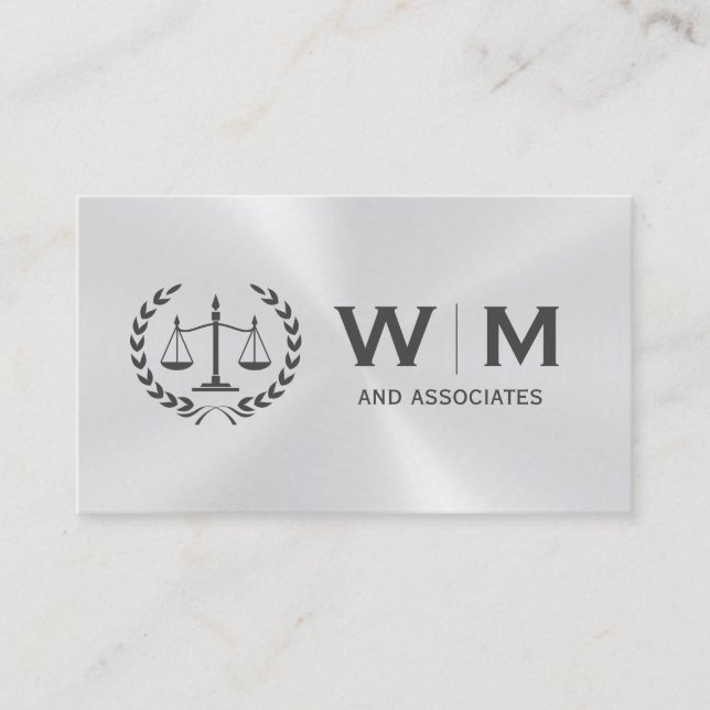 Justice Scales Monogram Metal Shine Business Card (Front)