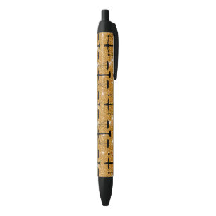 Justice Symbol Balanced Scales Golden Glitter Black Ink Pen