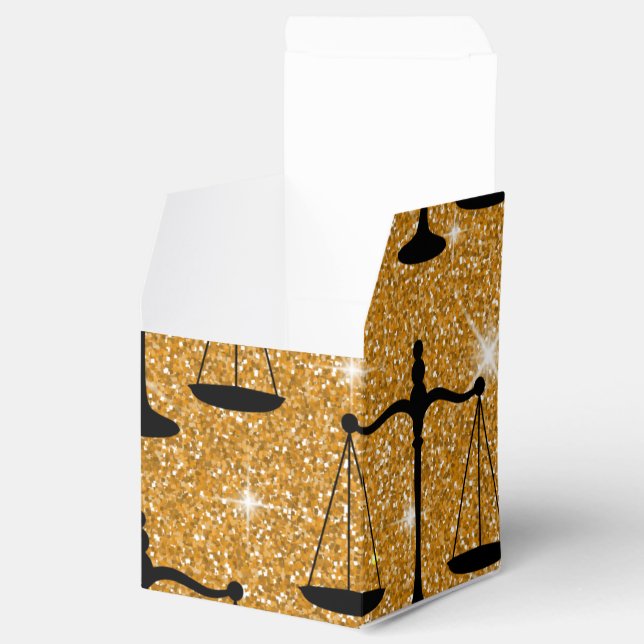 Justice Symbol Balanced Scales Golden Glitter Favour Box (Opened)