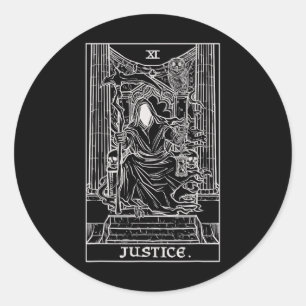 Justice Tarot Card Grim Reaper Halloween Goth Horr Classic Round Sticker