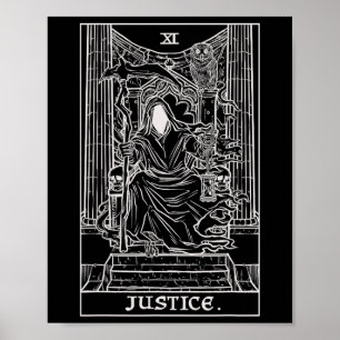 Justice Tarot Card Grim Reaper Halloween Goth Horr Poster