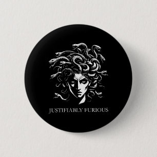 Justifiably Furious Medusa Greek Mythology Feminis 6 Cm Round Badge