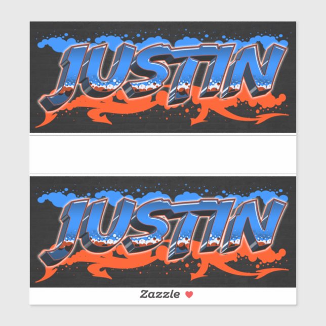 Justin First Name Graffiti Sticker (Sheet)