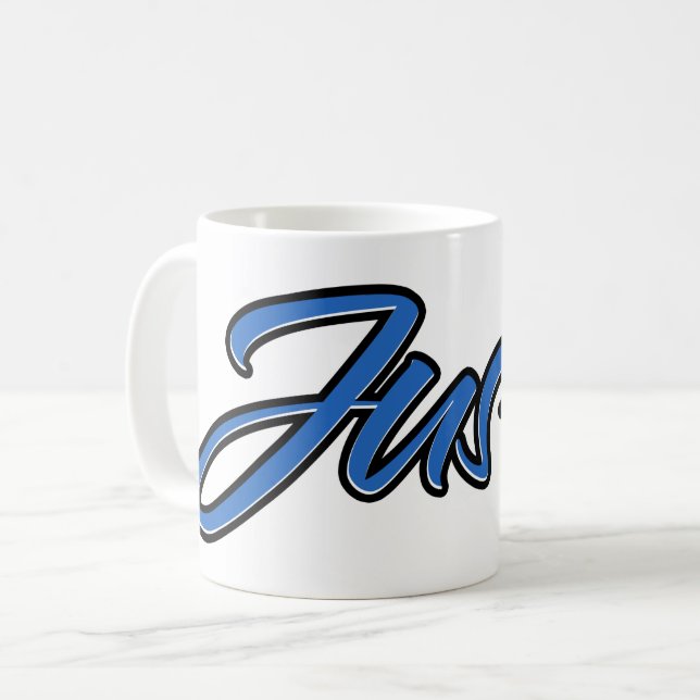 Justin first name name name blue Tasse Kaffeetasse Coffee Mug (Front Left)