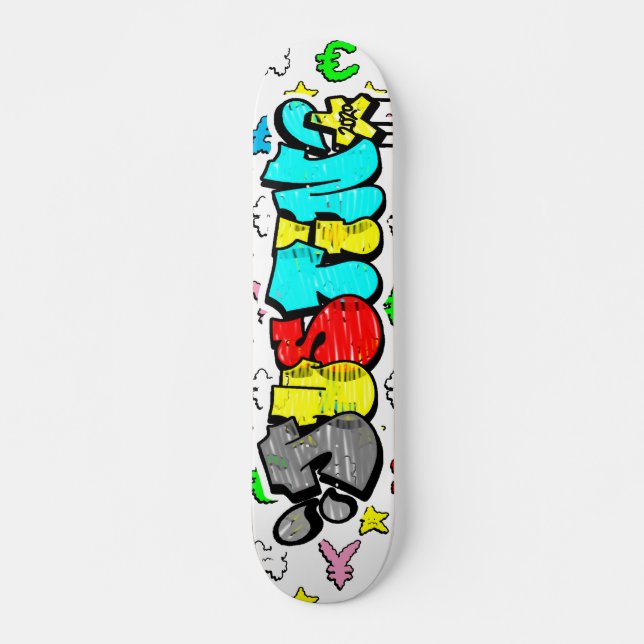 Justin Graffiti Custom Personalised Skateboard (Front)