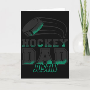 Justin Hockey Dad With Puck Mens Card