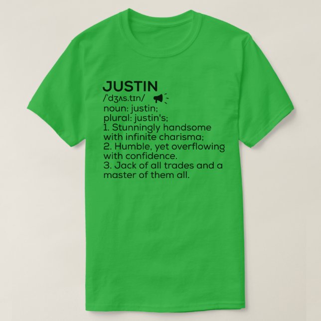 Justin Name Definition Justin Meaning Justin Name  T-Shirt (Design Front)