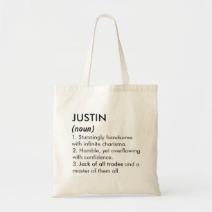 Justin name, Editable name, Custom name Tote Bag