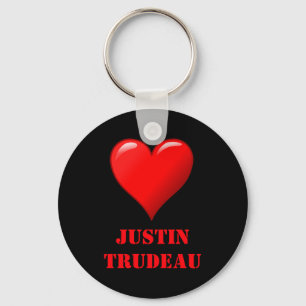 Justin Trudeau Cute Red Heart Love Red White Cool Key Ring