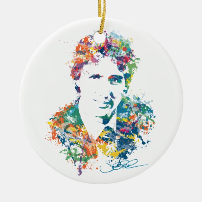 Justin Trudeau Digital Art Ceramic Ornament (Front)