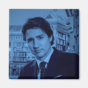 Justin Trudeau portrait 2014 in blue Magnet