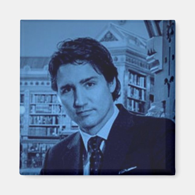 Justin Trudeau portrait 2014 in blue Magnet (Front)