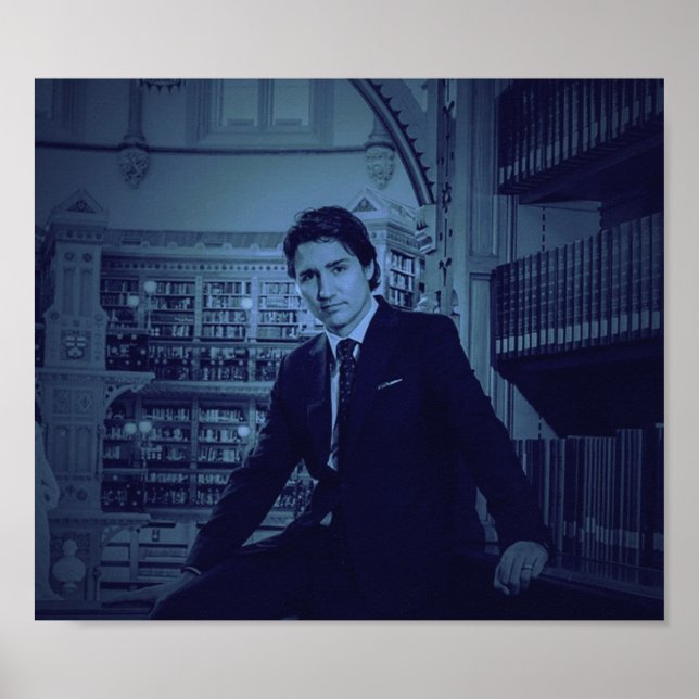 Justin Trudeau portrait 2014 in blue Poster (Front)