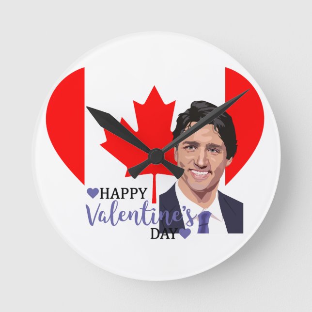 justin trudeau valentine round clock (Front)