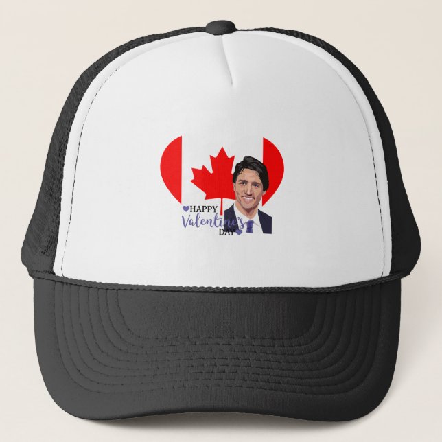 justin trudeau valentine trucker hat (Front)