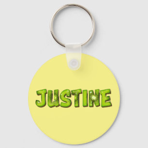 Justine Name Kiwi Design Keychain