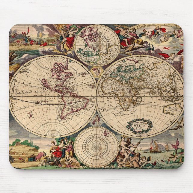 Justus Danckerts' Antique Map Mousepad (Front)