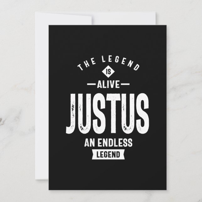 Justus Personalised Name Birthday Gift Invitation (Front)
