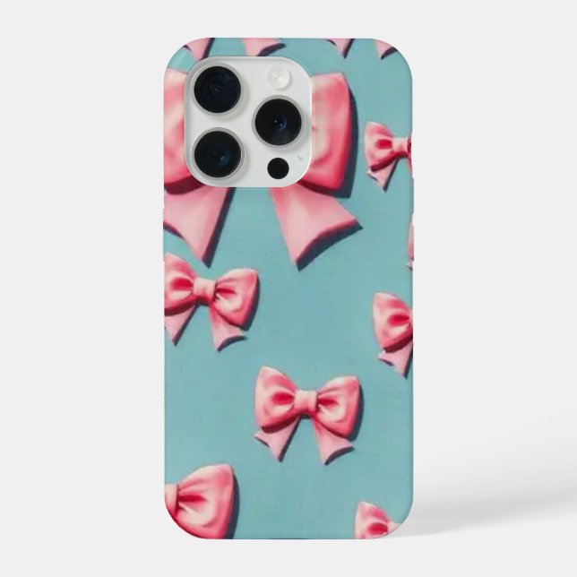 Jusy Coquette Bow Phone Case for iPhone, Cute Pink (Back)