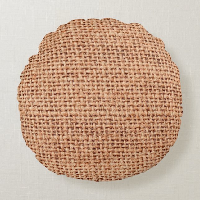 Jute bag sack beige colour brown round cushion (Front)