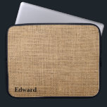 Jute Fabric Laptop Sleeve<br><div class="desc">Photography of jute fabric,  in natural colour,  with customisable text</div>