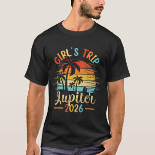Juter Beach Florida Palm Tree Sunset Girls Trip T-Shirt