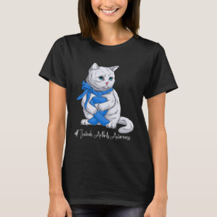 Juvenile Arthritis Awareness Month Blue Ribbon Cat T-Shirt