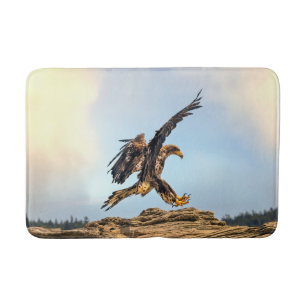 Juvenile Bald Eagle practicing its landing skills. Bath Mat