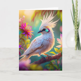 Juvenile Crested Blush Feather Dove Fantasy Bird Card