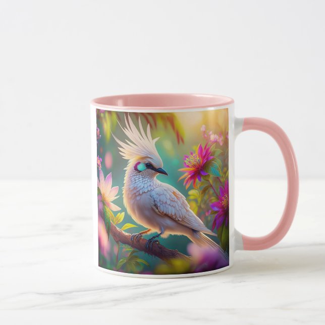 Juvenile Crested Blush Feather Dove Fantasy Bird Mug (Right)