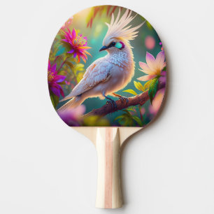 Juvenile Crested Blush Feather Dove Fantasy Bird Ping Pong Paddle