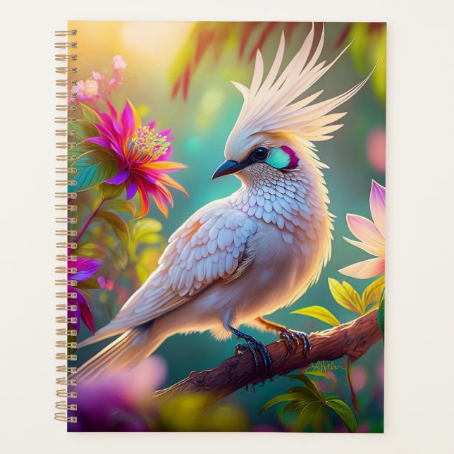Juvenile Crested Blush Feather Dove Fantasy Bird Planner (Front)