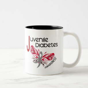 Juvenile Diabetes BUTTERFLY 3 Two-Tone Coffee Mug