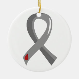 Juvenile Diabetes Grey Ribbon 3 Ceramic Tree Decoration