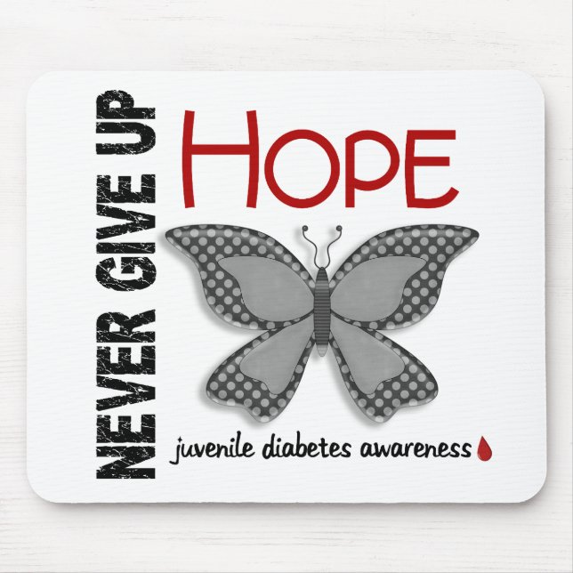 Juvenile Diabetes Never Give Up Hope Butterfly 4.1 Mouse Pad (Front)