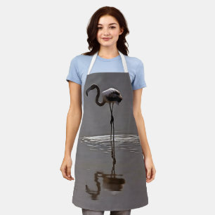 Juvenile Flamingo In Grey With Reflection Apron